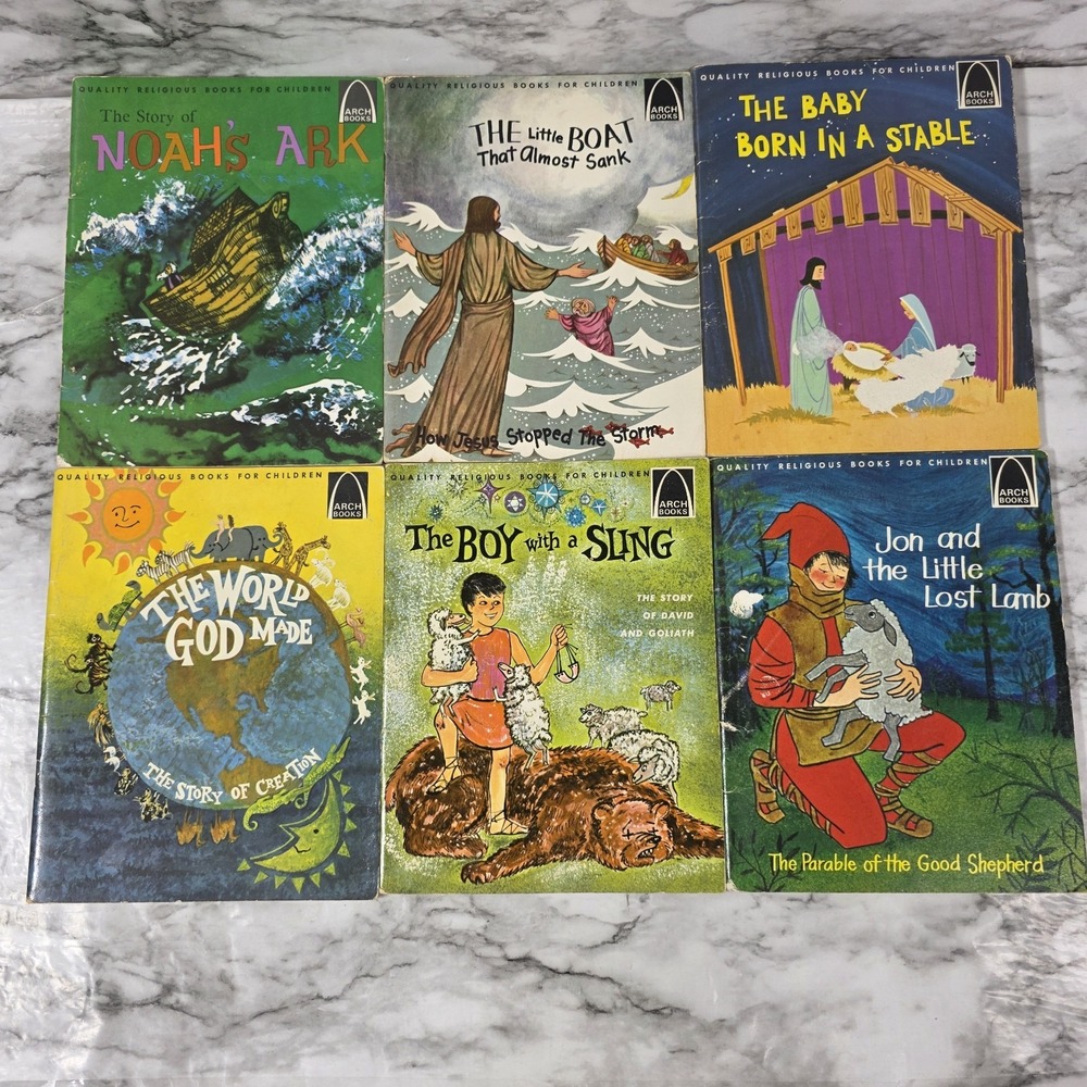 Set Of 6 Vintage Arch Books Quality Religous Books For Children 1960's Read Desc